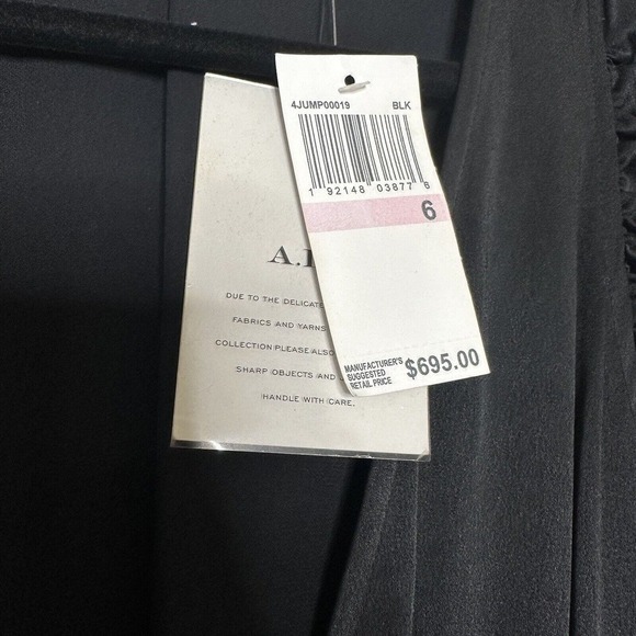 NWT A.L.C Christian Puff Sleeve V-Neck Belted Jumpsuit Womens Black Size 6 - Picture 7 of 8